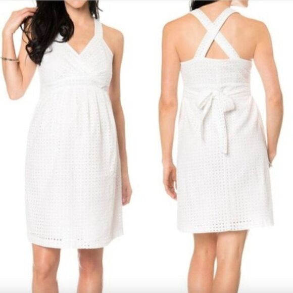 Motherhood Maternity White Criss Cross Eyelet Dress Size S - Picture 1 of 6